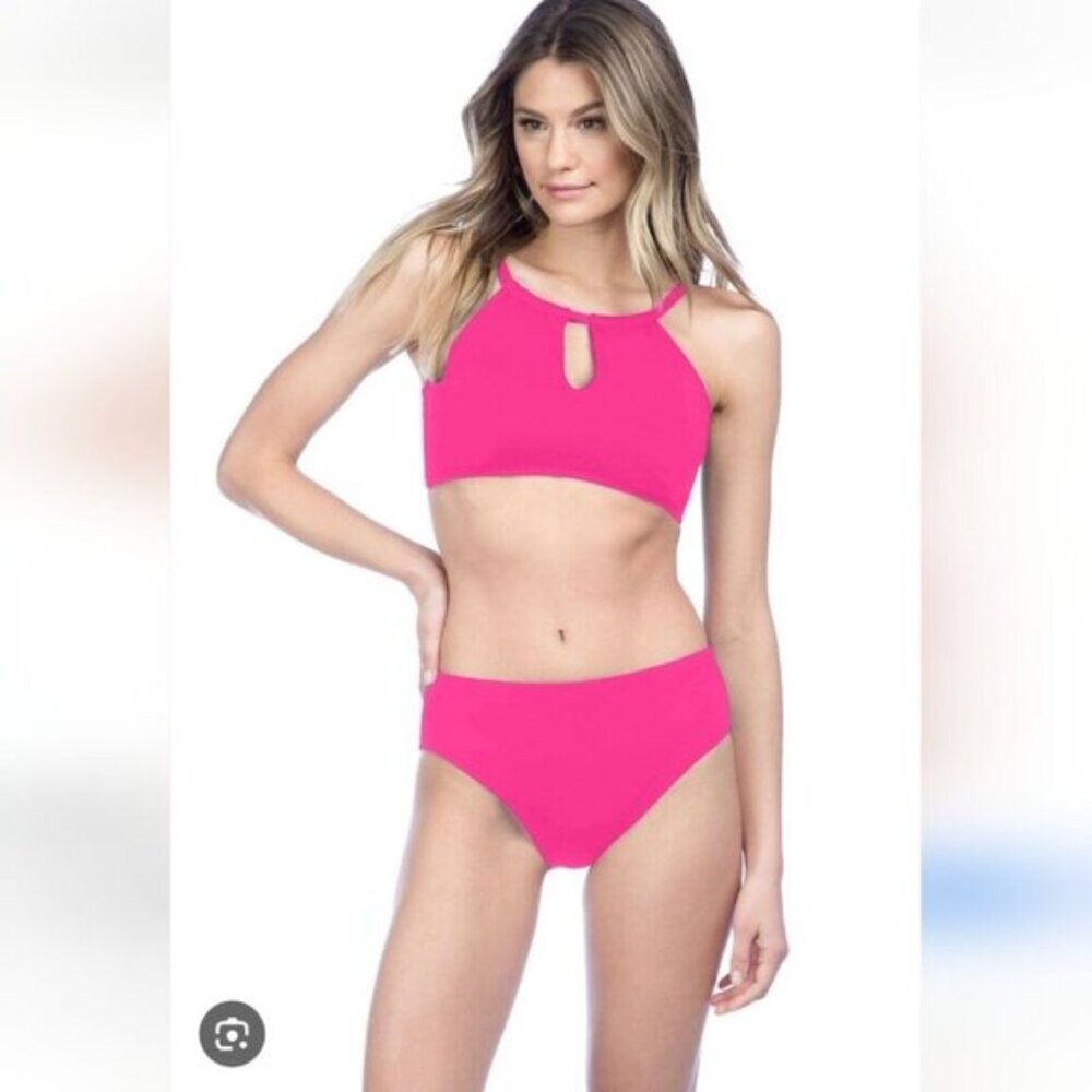 LA BLANCA | Island Goddess High Neck Bikini Top Bottom Set Pink Sz 4